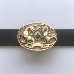 Twin Dragon Oval Solid Brass Belt Buckle also Stock in the US