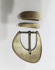 Western 3 piece buckle set initial shiny gold 1.25 in 30 mm cowgirl brass buckle