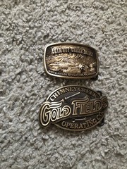 2x Chimney Creek Operating Co. Gold Fields Belt Buckles Solid Bronze Limited Edt