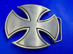 Maltese Celtic Iron Cross Gothic Punk Biker Vibe Cutout Silver Color Belt Buckle