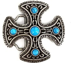 Turquoise Stone Cross Western Belt Buckle Metal BU255