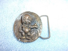Vintage Porky Pig Belt Buckle 3D Solid Brass or bronze Warner bros Looney Tunes