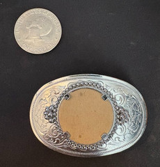 Vintage Metal Belt Buckle with Silver Dollar 1976