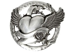 Antique Engraved Flying Heart Belt Buckle Fits 1-1/2&Prime; Wide Belt
