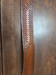 Belt C+ J Inc Pewter Buckle With Deer In Woods Belt Brown Tooled Leather 46