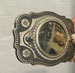 Western Unisex Silver Tone Polished Natural Genuine Stone Rope Belt Buckle