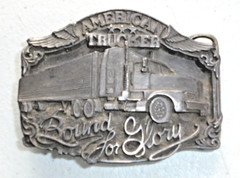 Vintage 1989 American Trucker Bound For Glory Men&rsquo;s Belt Buckle Metal Pewter