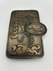 Vintage Coors Banquet Beer Belt Buckle Bottle Opener Made In USA 3.5” X 2.5”