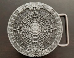 Silver Aztec Mayan calendar round mens women&rsquo;s belt buckle 3&Prime; gold available