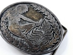 CDC Metalworks Belt Buckle Nude Woman Risqué Eve Garden Of Eden Made In USA Vtg