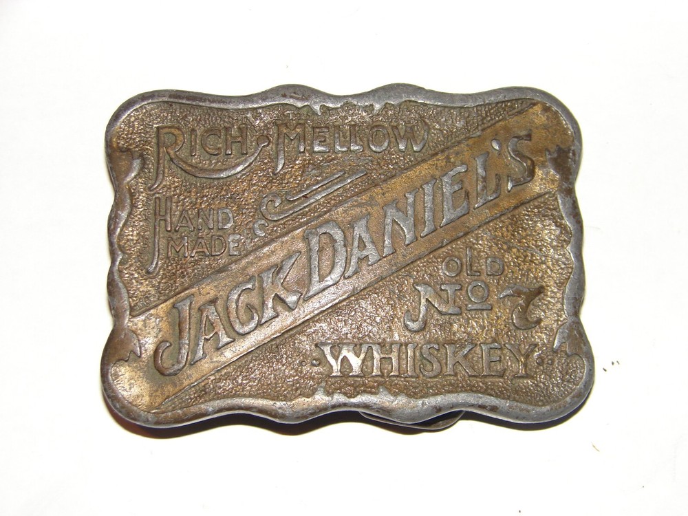 Vintage Jack Daniel&rsquo;s Whiskey Pewter Belt Buckle Old No.7 Whiskey