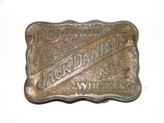 Vintage Jack Daniel&rsquo;s Whiskey Pewter Belt Buckle Old No.7 Whiskey