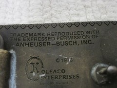 1976 Koleaco Michelob Beer Anheuser Busch Inc Brass Green Lacquer Belt Buckle