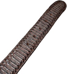 Genuine Leather Python Snakeskin Print Western Belt with Removable Buckle- Brown
