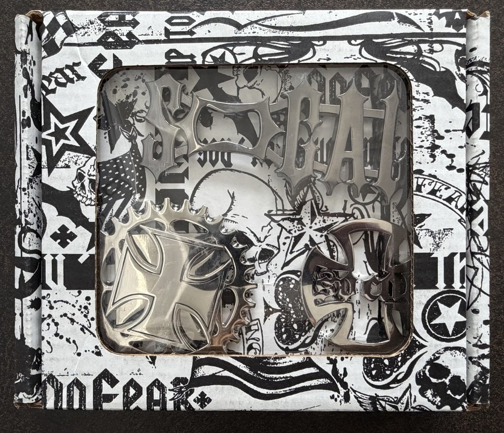 NO FEAR SO CAL BELT BUCKLE GIFTBOX 3PK BOTTLE OPENER SPROCKET IRON CROSS VTG Y2K