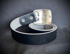 “Shield”Belt Buckle Archive Studded Leather Inlay 2 5/8 x 3 OOAK Darren McNeese