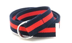 BC Belts Canvas Web Belt D-Ring Buckle 1.25&Prime; Large/XL (34-40 Waist), Navy/Red