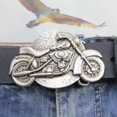 Motorcycle Belt Buckle Matt Black Modern Biker Style Minimal Heavy Duty Metal