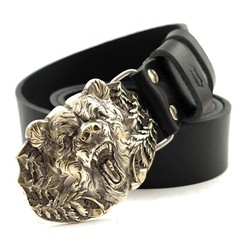 German silver Belt buckle Grizzly Bear, Animal belt buckle, Brown bear buckle