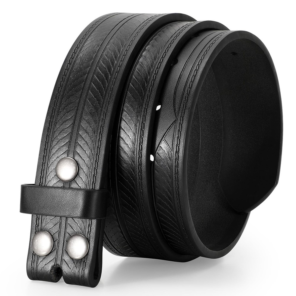 TRIWORKS Western Belts for Men without Buckle Cowboy Fit Size 38&Prime;-41&Prime;, Black
