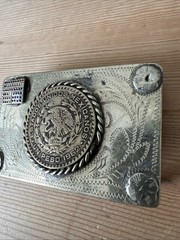 Vintage Silver Small Handmade Mexican Peso 1965 Belt Buckle Stamped