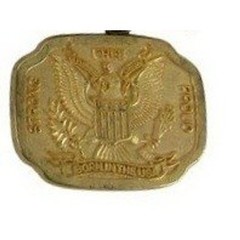 Vintage Born in the USA Eagle Belt Buckle Brass Tone Patriotic Americana Strong