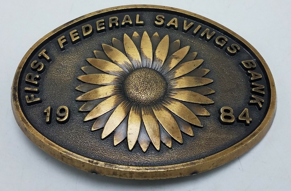 Vintage 1984 First Federal Savings Bank Newton Kansas Belt Buckle Ltd Ed #184