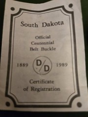 South Dakota Belt Buckle Centennial 1989 Collector METAL Man Cave Patina GIFT