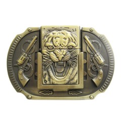 Vintage Bronze Western Tiger Wildlife Lighter Belt Buckle also Stock in US