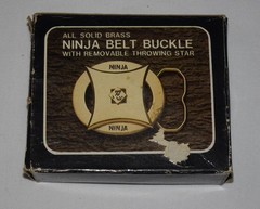 Vintage 1970s Ninja Star (removable) Solid Brass Belt Buckle