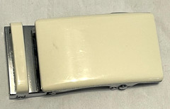 Silver Tone White Ratchet Belt Buckle Chaoren « CR » Monogram