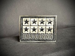 « 8 Tarnished Stars » Military Industrial Belt Buckle Black Leather Darren McNeese