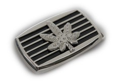 NEW Men Women Silver Black Metal Belt Buckle Marijuana Leaf Cannabis Plant Grass