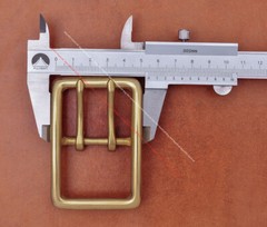 BIG HEAVY DUTY SOLID BRASS MIDDLE BAR DOUBLE PIN BELT BUCKLE LEATHERCRAFT BUCKLE