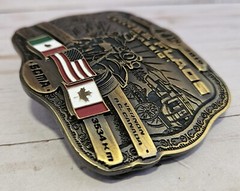 THREE 3 FLAGS CLASSIC MEXICO USA REGINA CANADA BELT BUCKLE 2019 NIP
