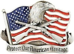 Western Express Protect Our American Heritage Belt Buckle 3-1/4 Inch x 2-1/2 Inc