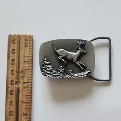 Pilgrim Pewter Co. Men&rsquo;s Western Belt Buckle Deer Pewter Antique Finish 1.75&Prime;