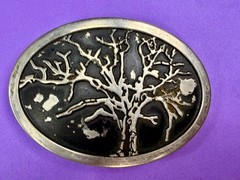 Tree Of Life =Black Enamel Oval Hippy Vibe Belt Buckle To Paint Restore