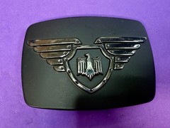 Winged Eagle Shield Black Color Vintage Chrome Brand Belt Buckle