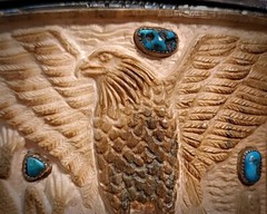 Native Style Eagle Carved Hand Made Design Sterling Silver Turquoise Buckle Belt