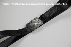 SILKSEA Men&rsquo;s Leather Belt Western Cowboy Large(40&Prime;-44&Prime;), Black
