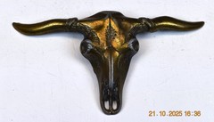 UNBRANDED TEXAS LONG HORN STEER SKULL & HORNS BELT BUCKLE