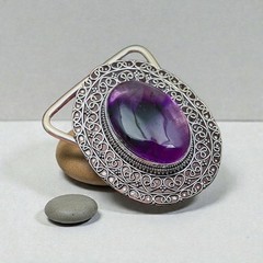 Amethyst Silver Plated Belt Buckle – Handmade Western Statement Buckle