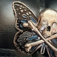 Gothic Skull Butterfly Belt Buckle Rhinestone Eyes Dark Grunge 3.5&Prime;x2.5&Prime; Punk