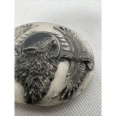 Siskiyou Buckle Co. Pewter Belt Buckle 1995 Wolf Eagle Native