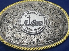 In Memory of Fallen Bikers Western Style Buckle (Pewter)