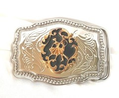 Belt Buckle Dancing Couple Made in the USA Embossed Black/Silver/Gold tone