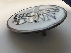 Brooks and Dunn White Enamel Belt Buckle Solid Metal Country Music Pewter