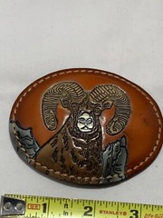 Torel Leather Ram Mountain Goat Belt Buckle Oblong