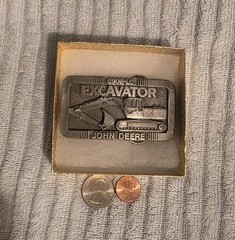Vintage 1992 Metal Belt Buckle, John Deere, Excavator, 690E-LC, Tractor, Constru